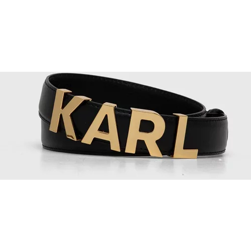 Karl Lagerfeld Usnjen pas ženski, črna barva