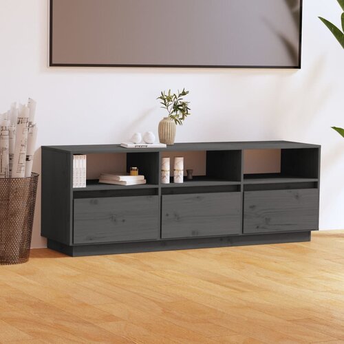 TV ormarić sivi 140 x 37 x 50 cm od masivne borovine Slike
