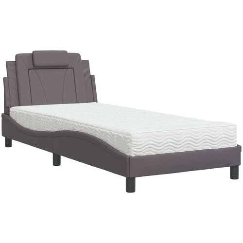  Krevet s madracem sivi 80 x 200 cm od umjetne kože Slike