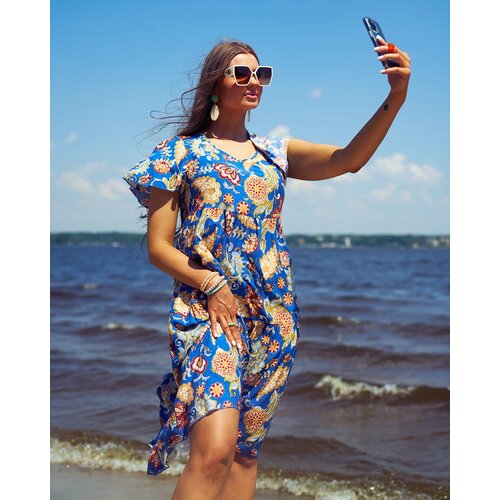 Resti Cobalt women&amp;#039;s dress with colorful floral pattern Slike