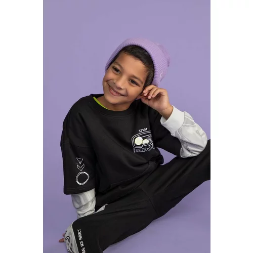Coccodrillo Otroški bombažen pulover črna barva