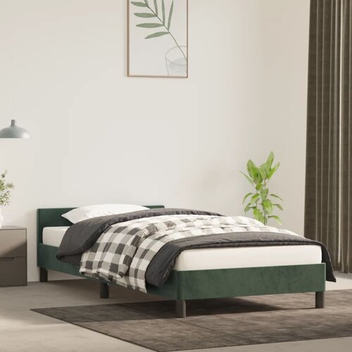 The Living Store Posteljni okvir z vzglavjem temno zelen 80x200 cm žamet - Posteljni Okvir Z Vzglavjem, (21491732) Slike