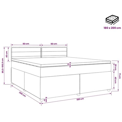  Boxspring krevet s madracem Krem 180 x 200 cm Tkanina - Krem 180 x 200 cm Dizajn linija Slike