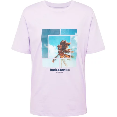 Jack & Jones Majica 'CELLOX' azur / tamno plava / konjak / lila