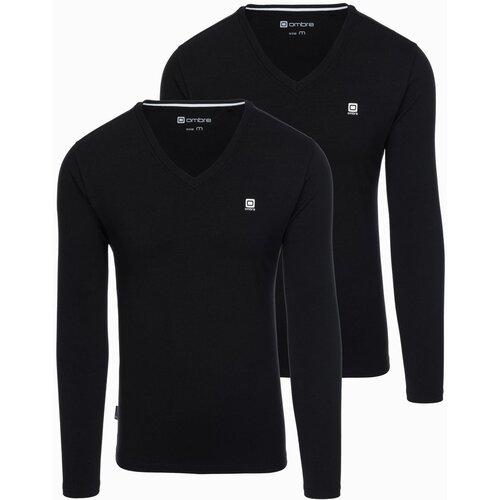 Ombre Set of men&amp;#039;s SLIM FIT longsleeves with V neckline and logo 2-pack Slike