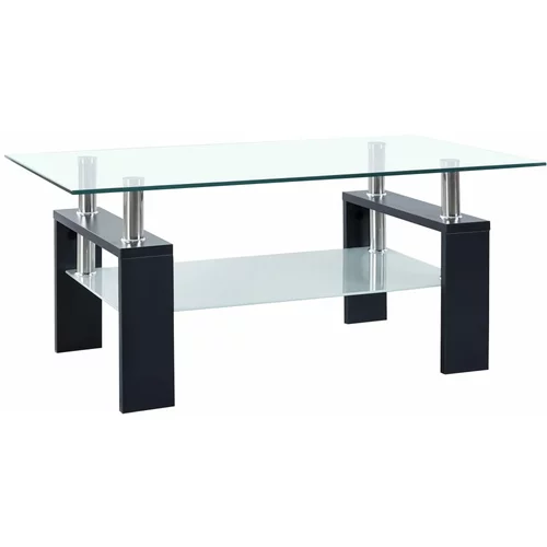 vidaXL Klubska mizica črna in prozorna 95x55x40 cm kaljeno steklo, (20625788)