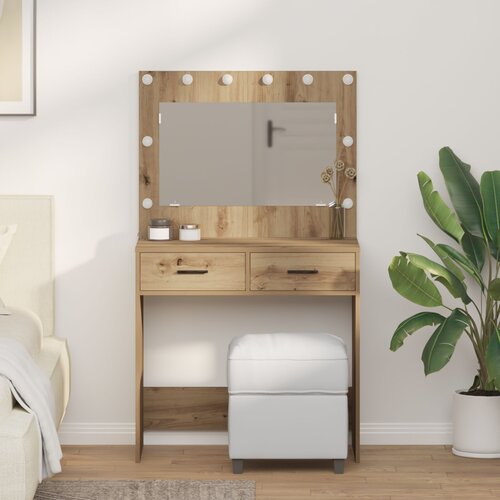 VidaXL hrast mdf s hrastovim zaključkom 78.5 x 41 x 135 cm ogledalo Slike