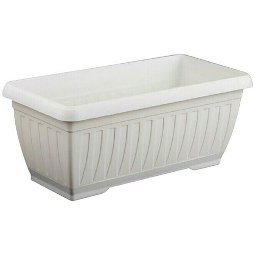 Plastična žardinjera Jadran (Vanjska dimenzija (D x &amp;Scaron; x V): 40 x 20 x 17 cm, Plastika, Bijele boje) Slike