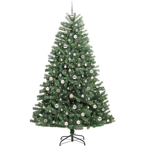  Umjetno božićno drvce s nogom Zelena 210 cm PVC i metal Slike