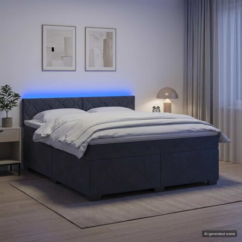  Krevet s box springom, madracem i LED-om Tamnosiva 140 x 200 cm Slike