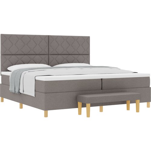 VidaXL Postelja z vzmetnico in klopjo Taupe 200x200 cm Tkanina, (22083495) Slike