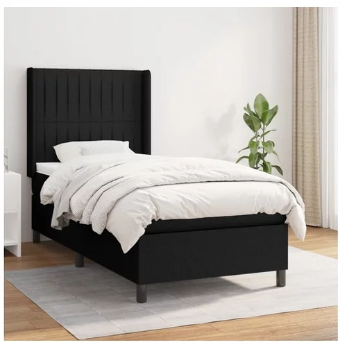  Box spring postelja z vzmetnico črna 100x200 cm blago