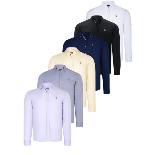 Dewberry SIX SET G674 MENS SHIRTS-BLACK-WHITE-NAVY BLUE-GREY-YELLOW-LILAC Cijene