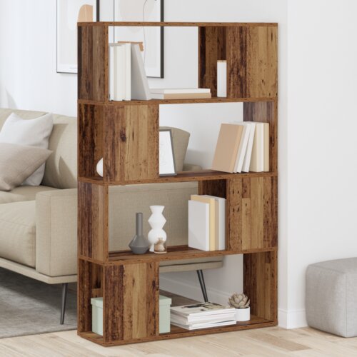 VidaXL Polica za knjige Staro drvo Konstruirano drvo 80 x 24 x 124 cm Slike
