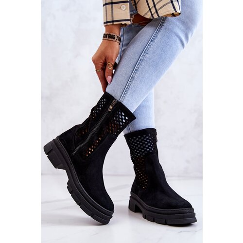 Nicole Leather boots Workers Black 2711 Slike