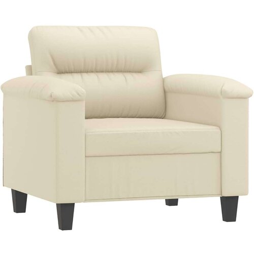 VidaXL Fotelja s tabureom krem 60 cm od umjetne kože Slike