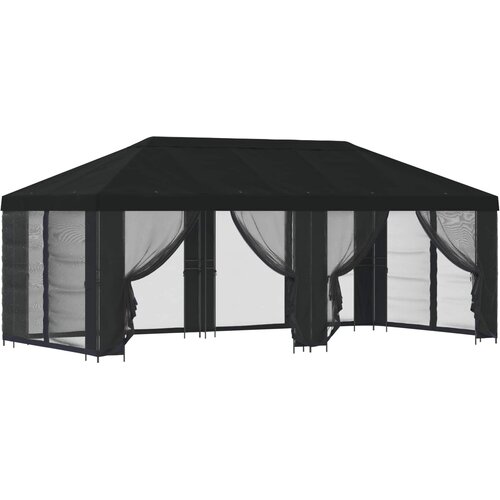 vidaXL Paviljon s stenami 6 x 3 m Črna Poliester in jeklo 190, (5000218820) Cene