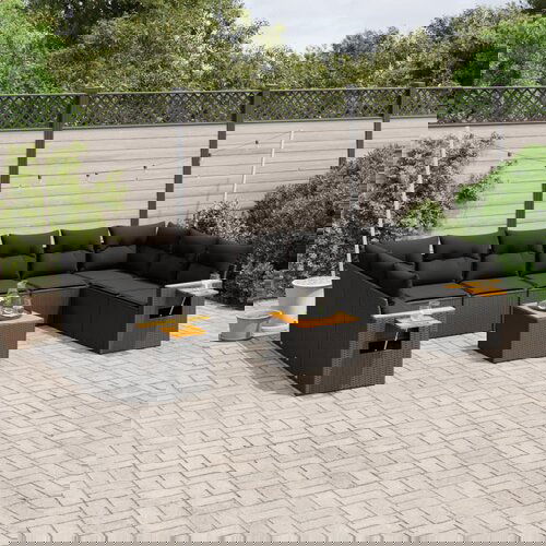 vidaXL 11-dijelni set vrtnih sofa od poliratana s jastucima crni Cijene