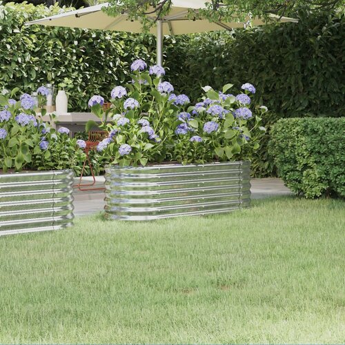 VidaXL visoka greda iz pra&amp;scaron;no premazanega jekla 114x40x36 cm srebrna Slike