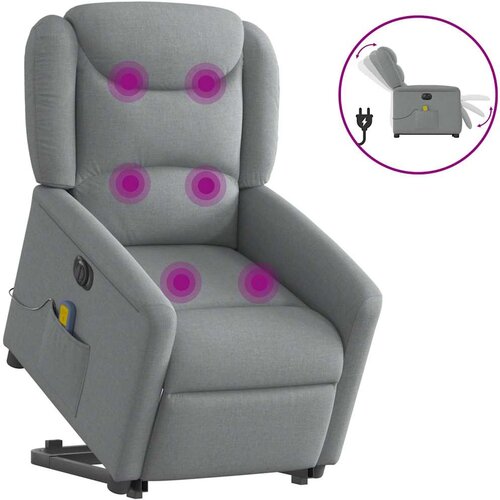 VidaXL Električni masažni naslonjač na podizanje tkanina svjetlosivi Slike