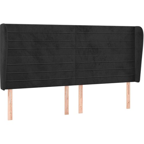 Uzglavlje s u&amp;scaron;ima crni 163x23x118/128 cm bar&amp;scaron;unasti Slike