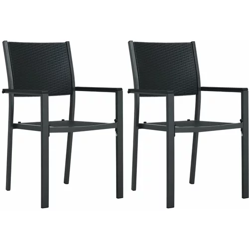  Vrtne stolice 2 kom crne plastične s izgledom ratana