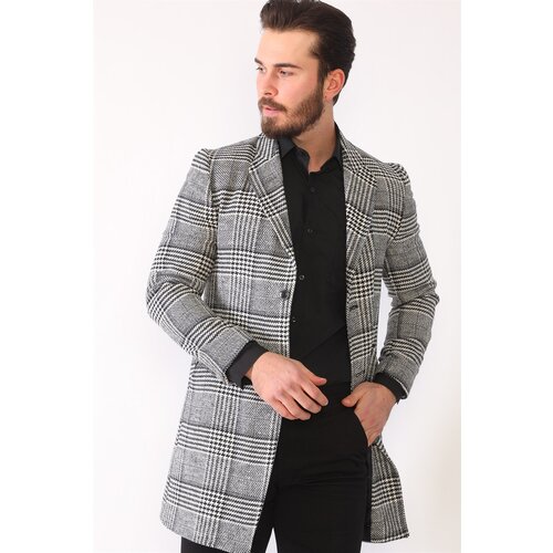 Dewberry PLT8398 MEN&amp;#039;S COAT-PLAID-BLACK Slike