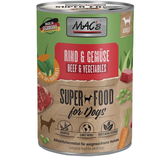 MAC's Varčno pakiranje mokra hrana za pse 24 x 400 g - Govedina in zelenjava Cene
