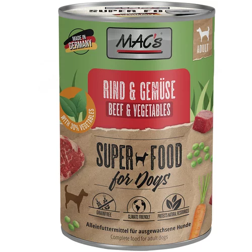 MAC's Varčno pakiranje mokra hrana za pse 24 x 400 g - Govedina in zelenjava