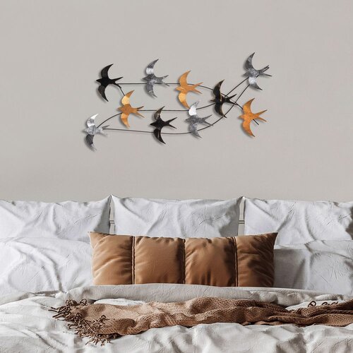 Wallity Zidna dekoracija Flock of Swallows 2, 45 x 104 x 8 cm, Šarena Cene