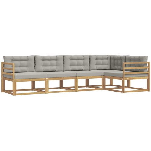  Set vanjskih sofa 4 kom. Bijela i svjetlosiva Poliester Smeđa 325 x 166,5 x 73 cm Slike