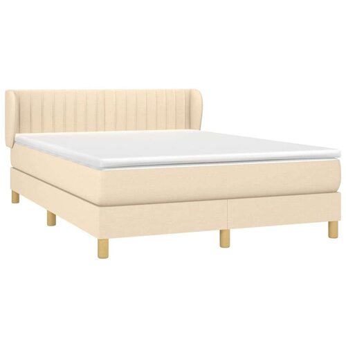 VidaXL Krevet s oprugama i madracem krem 140 x 190 cm od tkanine Slike