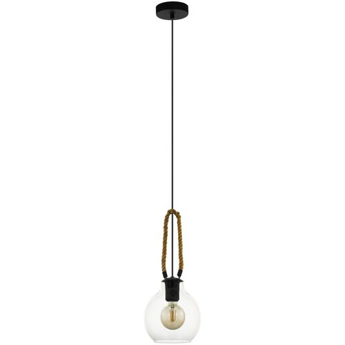 Eglo Viseća lampa RODING E27 18 cm crna/drvo/staklo 43617 Slike