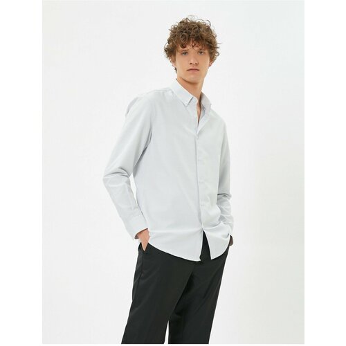 Koton Sports Shirt Slim Fit Minimal Print Detailed Classic Collar Long Sleeve Non Iron Slike