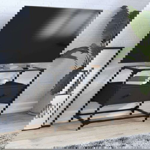TV ormarić sa staklenom površinom crni 60 x 35 x 51 cm drveni Cijene
