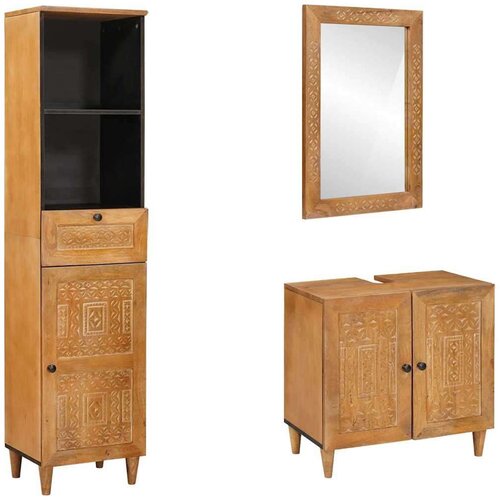 vidaXL Set namještaja za kupaonicu Zidne 3 pcs Smeđa 38 x 33 x 160 cm Cene