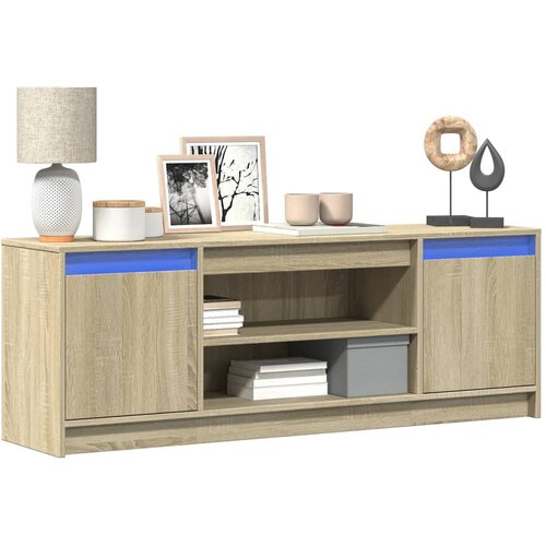 TV ormarić s LED svjetlima boja hrasta 139,5x34x50 cm drveni Cene