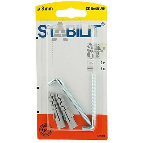STABILIT Tipla za porobeton (Promjer tiple: 8 mm, Duljina tiple: 40 mm, 2 Kom., S kukom) Cijene