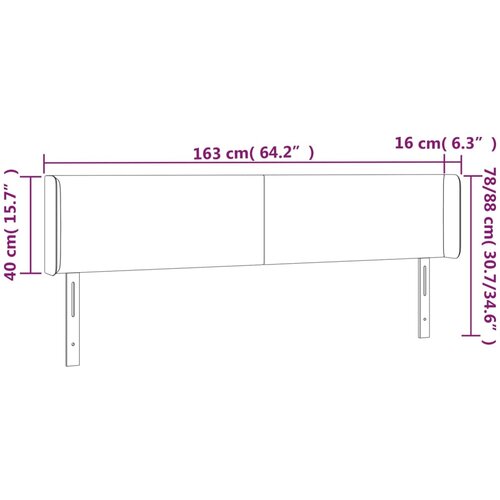  LED uzglavlje svjetlosivo 163x16x78/88 cm od tkanine Slike