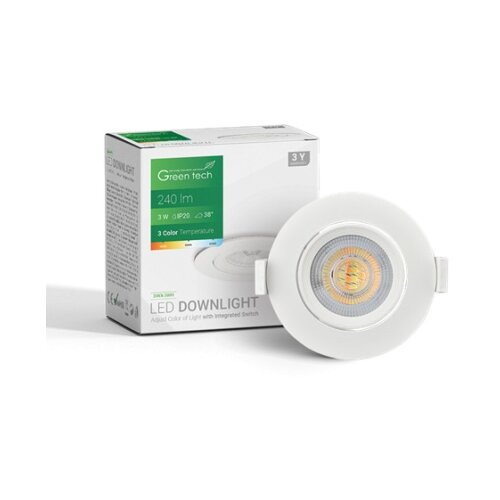 Greentech led spot 3w 3000k-4000-6500k 240lm 3cct bela ( DWX-3WH ) Cene