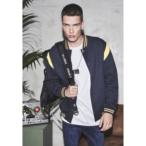 Urban Classics Inset College Sweat Jacket navy/chrome yellow Slike
