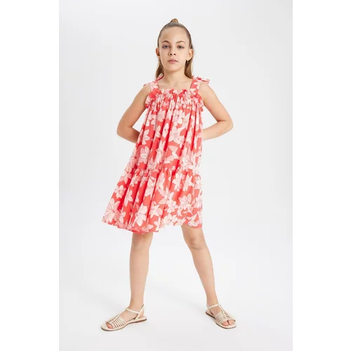 Defacto Girl's Strappy Floral Patterned Dress