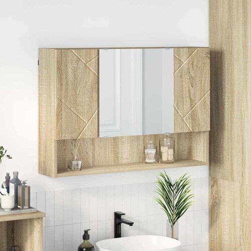 vidaXL Kopalniška ogledalna omara z vrati sonoma hrast 80 x 17 x 55 cm Cene