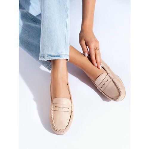 SHELOVET Suede beige women's loafers Slike