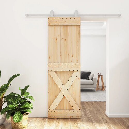 vidaXL Klizna vrata s priborom za montažu 70 x 210 cm masivna borovina Cene
