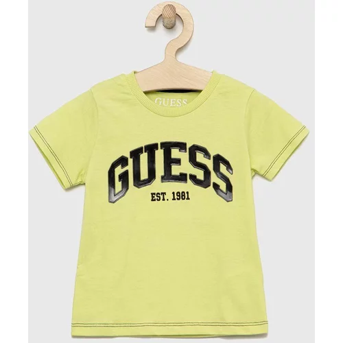 Guess Dječja pamučna majica kratkih rukava boja: zelena, s uzorkom