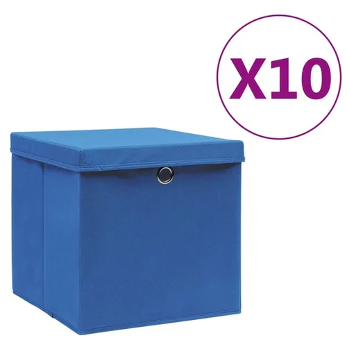  Škatle s pokrovi 10 kosov 28x28x28 cm modre