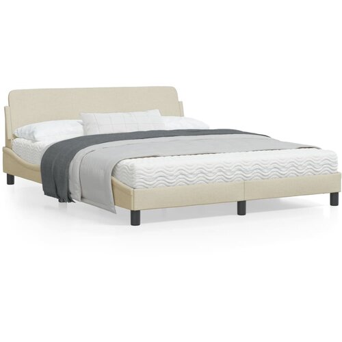 VidaXL Okvir za krevet s uzglavljem krem 160 x 200 cm od tkanine Slike