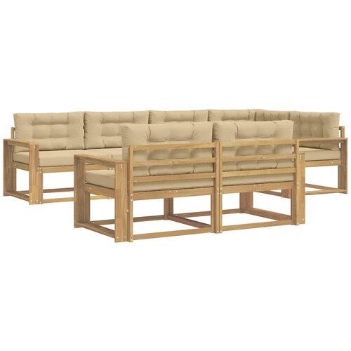 VidaXL Zunanja garnitura za sedenje 6 pcs Bela in bež Poliester, (5000282715) Slike