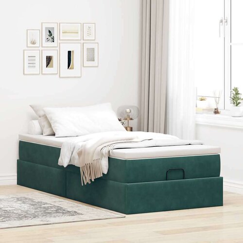 VidaXL okvir kreveta s madraca tamnozeleni 80x200cm bar&amp;scaron;unasti Slike